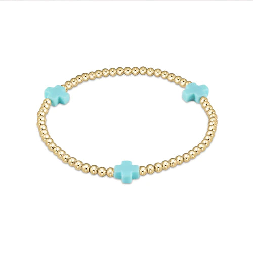 ENewton | Signature Cross Gold Pattern 2mm and 3mm Bead Bracelet, Assorted Colors