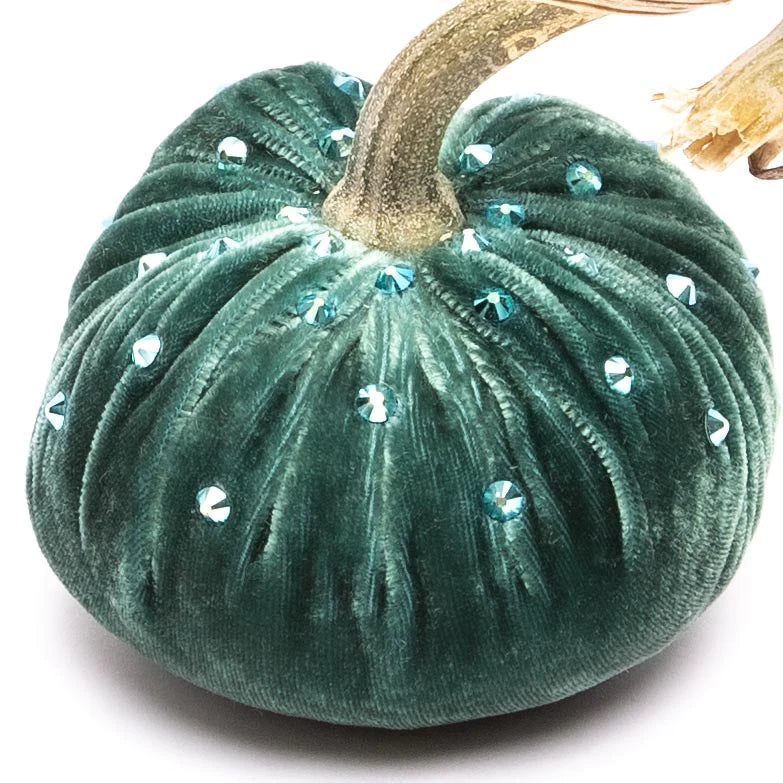 Hot Skwash | 3" Velvet Pumpkin with Tonal Czech Crystals, Multiple Color Options