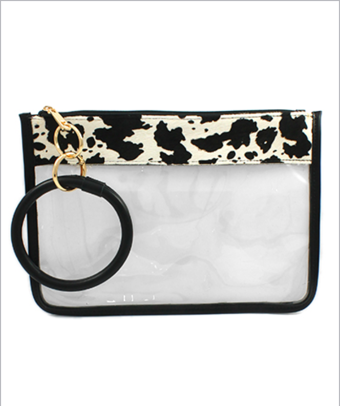 Sisters | Cow Print Clear Pouch Keychain
