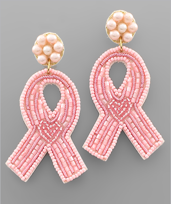Sisters | Breast Cancer Awareness Beaded Ribbon Earring