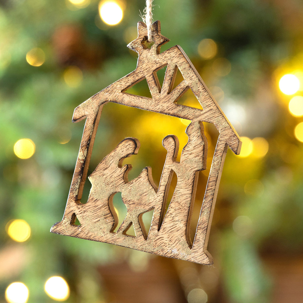 Park Hill Collection | Wooden Carved Nativity Ornament Large