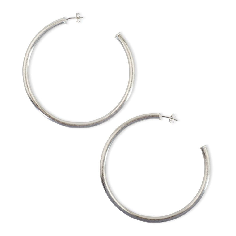 Sheila Fajl | Everybody's Favorite Hoops, Brushed Silver Plated