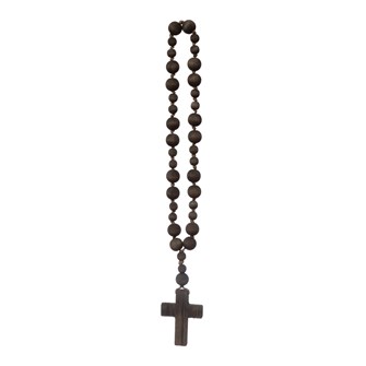 Creative Co-Op | Wood Bead Rosary w/ Cross, Black