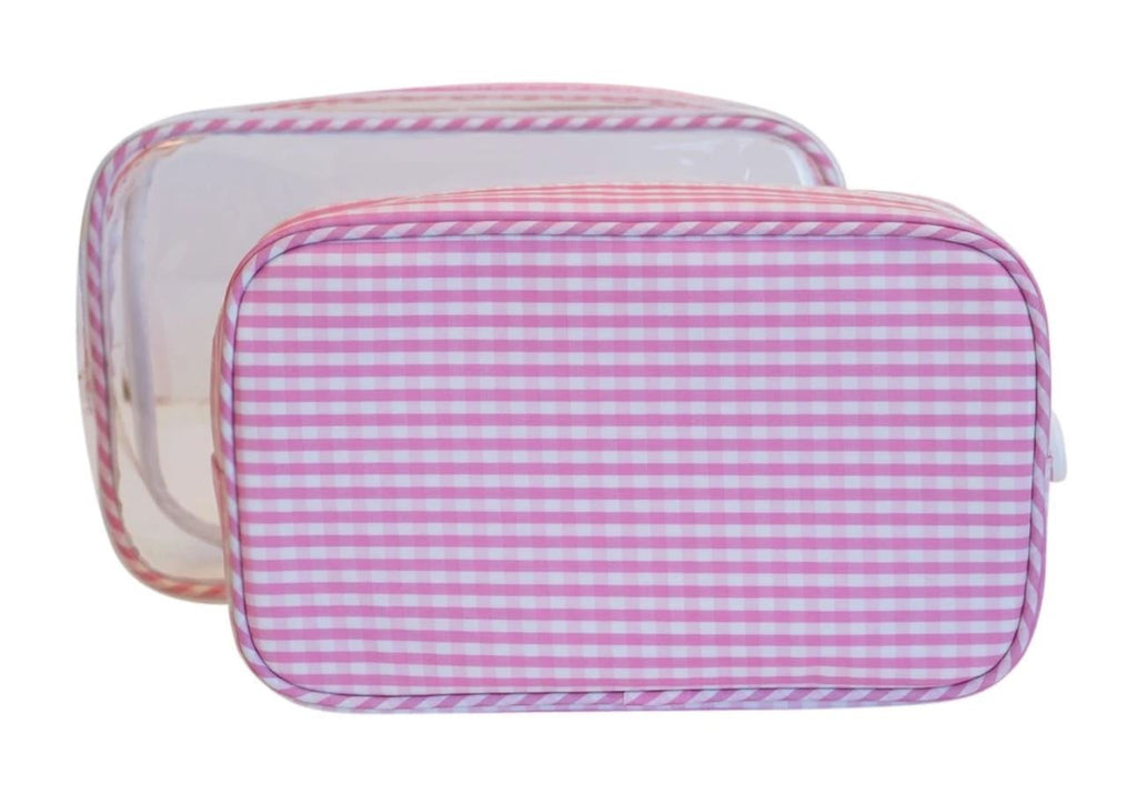 TRVL Design | Duo Clear Bag Set, Pink Gingham