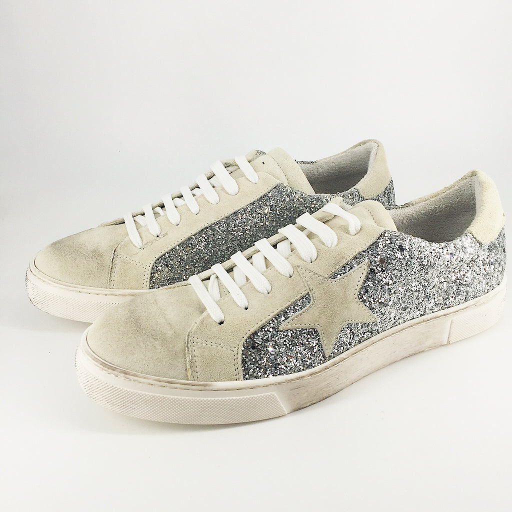CLEARANCE | Rubie Silver Glitter Distressed Sneaker