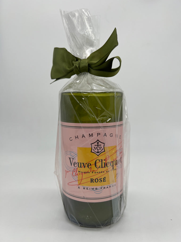 Pink Veuve Green Glass Candle
