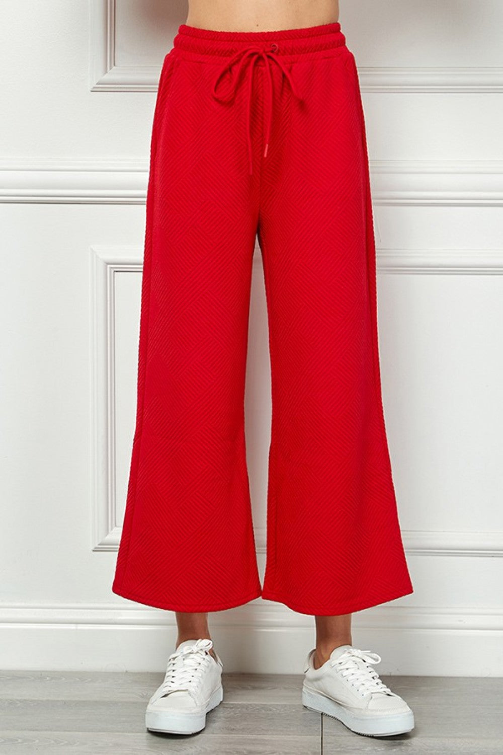Hamptons Textured Cropped Wide Pants, Assorted Colors
