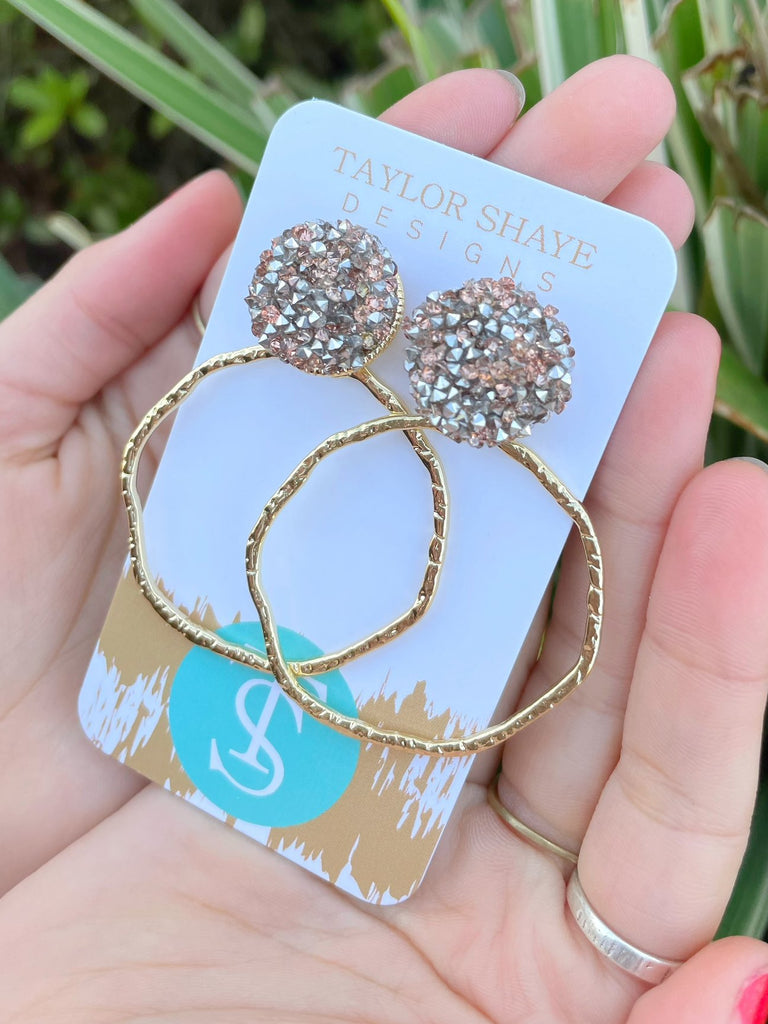 Taylor Shaye | Glitter Top Hoops, Rose Mix / Round